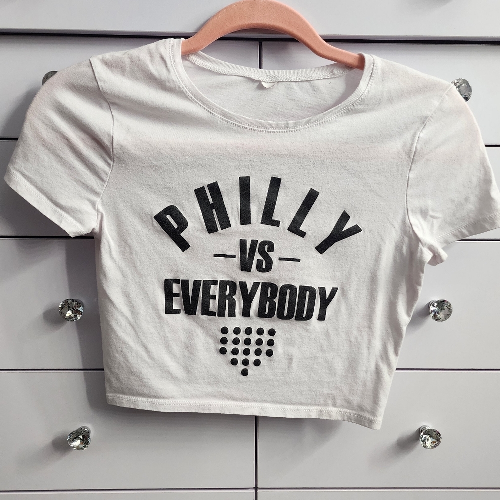 White and Black Crop Tee Philadelphia Vs. Everyone